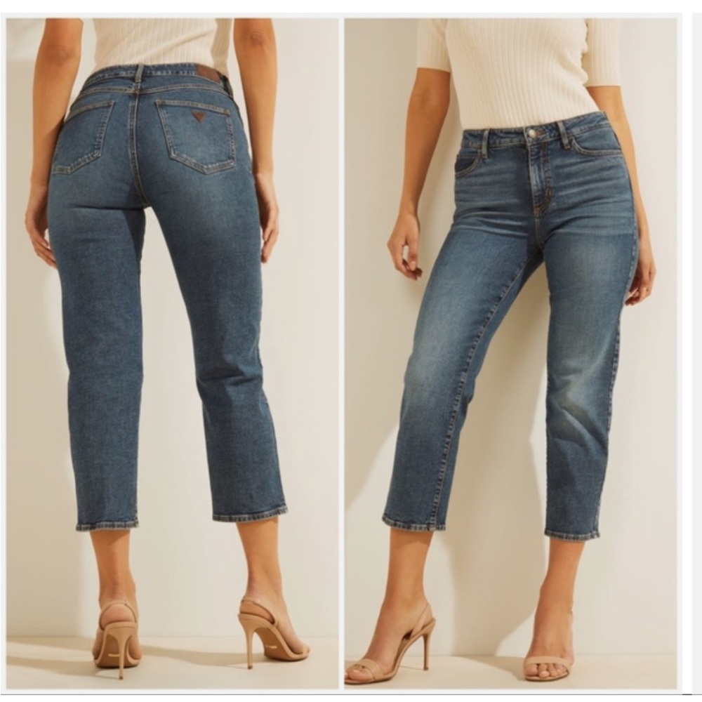 Guess high rise 1981 straight leg cropped jeans